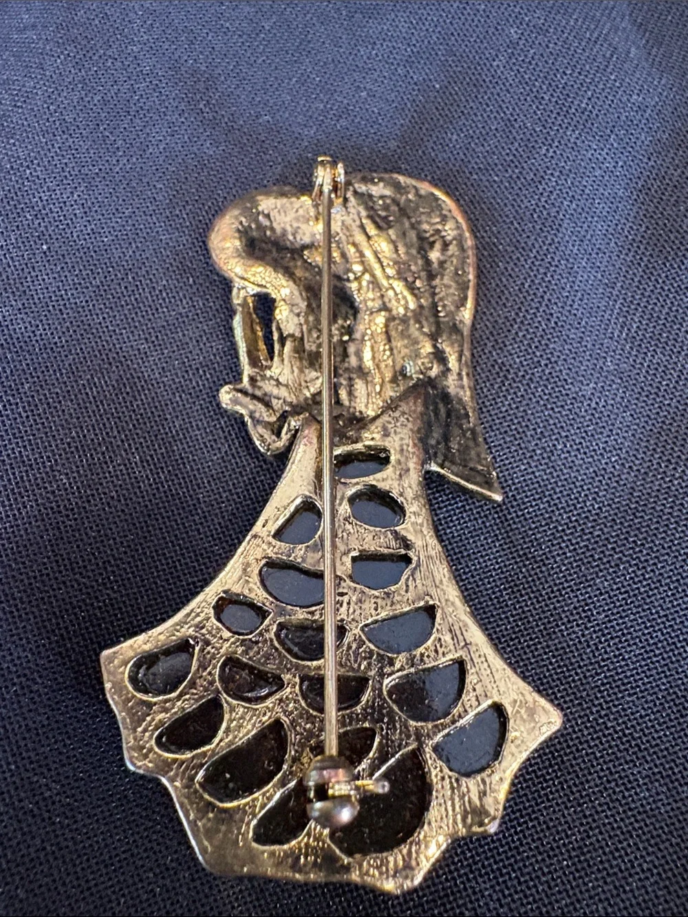 Gold-Tone Angel Brooch with Rhinestone Accents - Women Jewelry